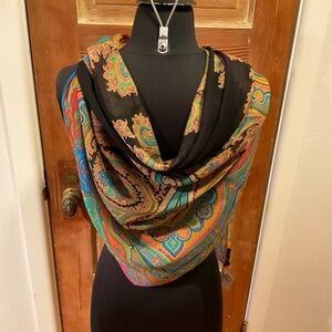 Vintage Etro large, sheer paisley silk scarf